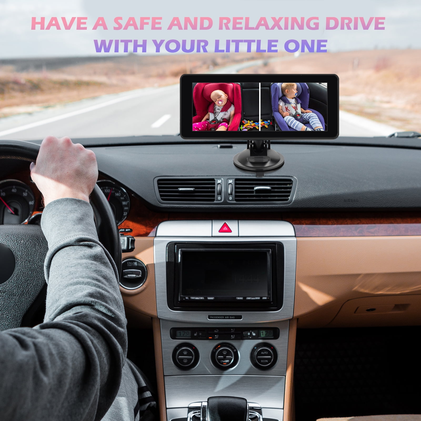 Baby Car Camera for 2 Kids - 6.9-Inch Monitor Easy Setup 360° Rotatable Double HD 1080P Clear Night Vision Car Seat Camera Rear Facing for Twins or Siblings, Safety & Convenience