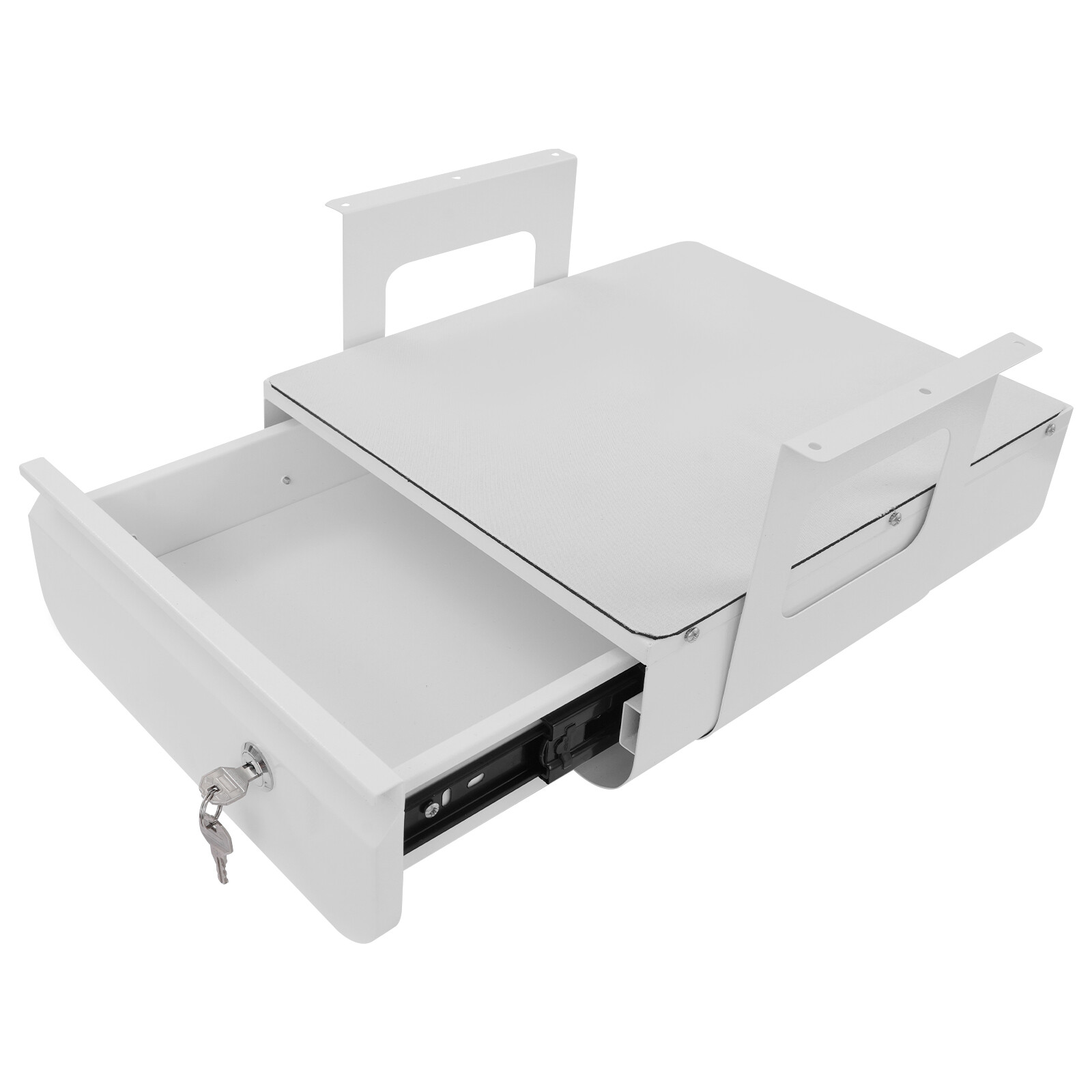Under Desk Pull-Out Drawer, Lockable Sliding Storage Drawer, Under Desk Drawer for Standing Desks and Standard Fixed-Height Workstations