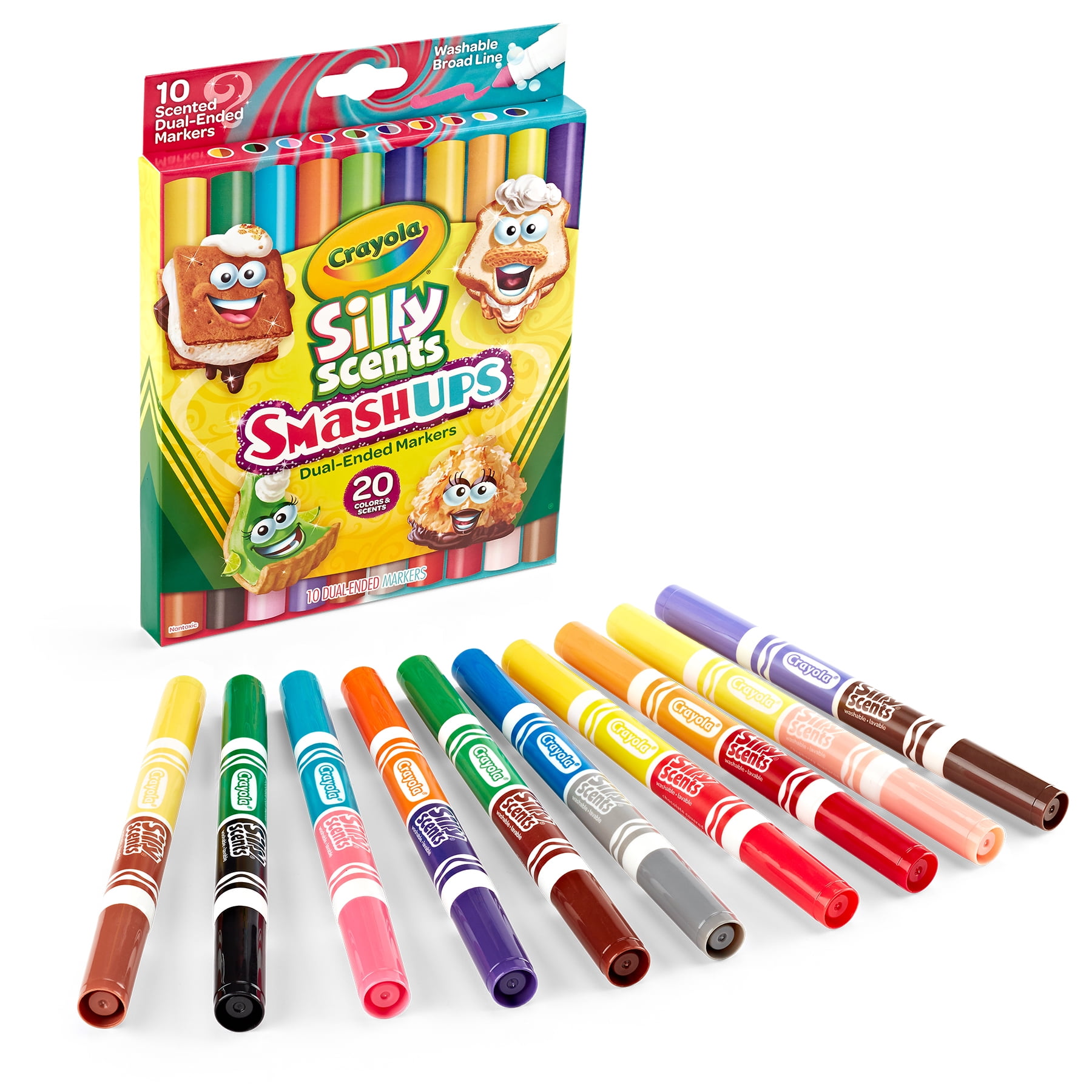 Crayola Silly Scents Smash Ups Dual-Ended Washable Markers, 10 Per Pack, 3 Packs