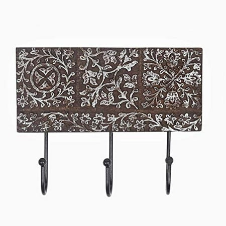 Indya Diwali Gift Decoration Wall Hooks Key Holders Coat Hangers Handmade Wooden Vintage Inspired Gray Silver Indya Diwali Gift Decoration Wall Hooks Key Holders Coat Hangers Handmade Wooden Vintage Inspired Gray Silver