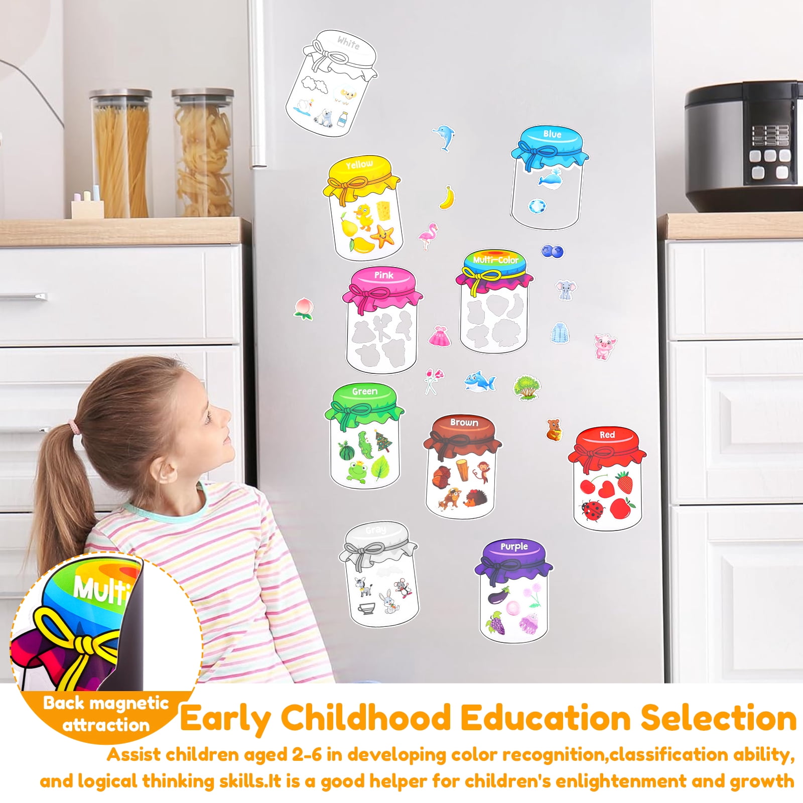 10/12 Pack Magnet Color Sorting Fridge Toys – Early Education Magnetic Learning for Refrigerator & Whiteboard, 2-6 Years Old Kids