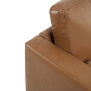 Naomi Home Velonie Air Leather Mid-Century Sofa, Removable Cushions, Matching Bolster Pillows, Spacious 3-Seater Comfort, Solid Wood Frame, Everyday Relaxation, Tan