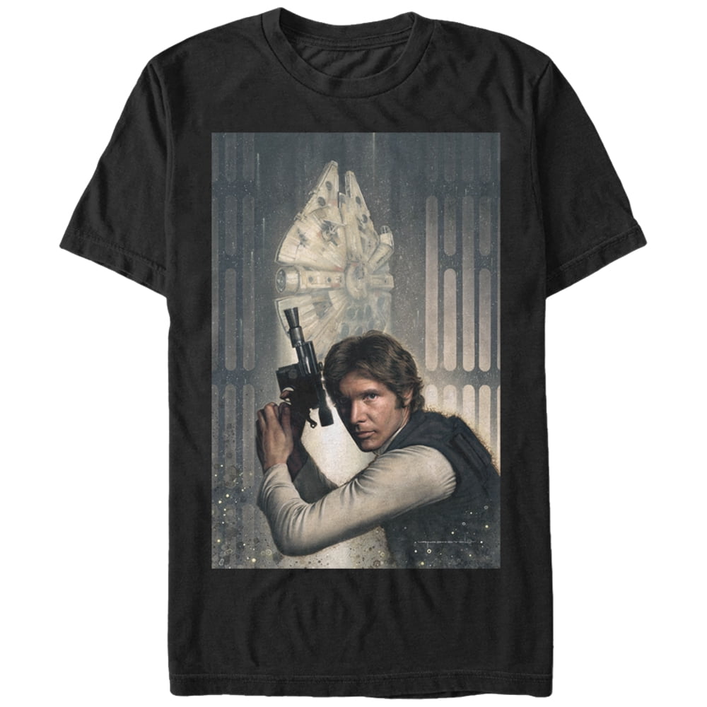 STAR Wars HAN SOLO Blaster GUN Millennium Falcon Chewbacca movie MEN/'S T-Shirt