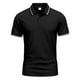 thumbnail image 4 of Blusa y camisa de manga corta con cuello vuelto para hombre, informal, lisa, de manga corta, con botones y cuello vuelto, de poliéster., 4 of 8