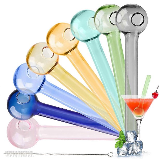 8 Pack Reusable Glass Straw, Colorful Glass Straws, 4 Inch Short Straws ...