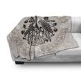 thumbnail image 3 of Vintage Soft Flannel Fleece Throw Blanket, Heraldic Eagle Birds with Damask Floral Victorian Retro Design, Cozy Plush for Indoor and Outdoor Use, 60" x 80", Tan Black White, by Ambesonne, 3 of 6