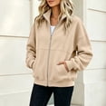 thumbnail image 5 of DIOAZUD Women's Collared Zip up Sweatshirt Full Zip Long Sleeve Jacket with Pockets Casual Loose Fit Tops for Women Fall Winter, 5 of 6