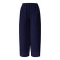 thumbnail image 3 of Gunia Womens Chiffon Flowy Pants Wide Leg Elastic Waisted Trousers With Pockets Solid Color Work Wear Baggy Pants,Blue,Size S-Xxl, 3 of 4