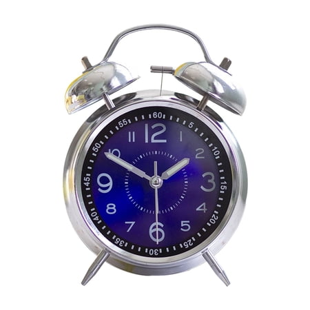 Classic Twin Bell Metal Alarm Clock, Luminous Silent Non Ticking Vintage Desk Clock for Bedroom