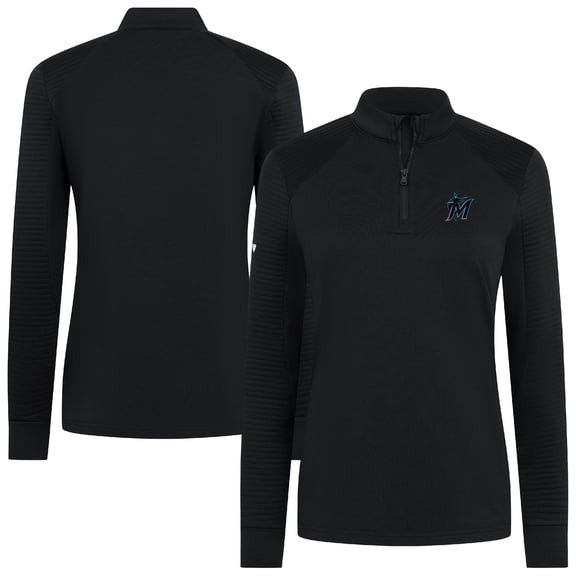 Women's Levelwear Black Miami Marlins Power Insignia 2.0 Quarter-Zip Pullover Top