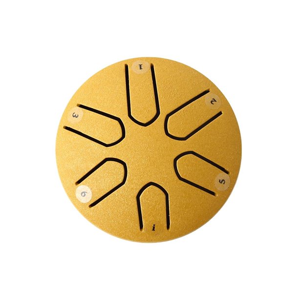Tambor de lengüeta de acero de 3 pulgadas y 6 tonos, minitambor con baquetas, instrumentos musicales de percusión, tambor dorado