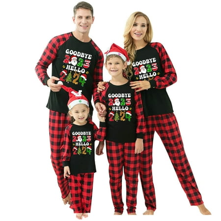 

Utoimkio Family Christmas Pajamas Matching Sets Holiday Cute Print Christmas Sleepwear Long Sleeve Tee Shirts and Pants Loungewear Xmas Pjs Set for Couples and Kids