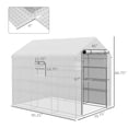 thumbnail image 3 of Outsunny 8' x 6' x 7' Walk-In Greenhouse, Outdoor Plant Nursery with 18 Shelves, UV-Protective PE Cover, Mesh Windows & Door, Steel Frame for Garden, Backyard and Patio, White, 3 of 8