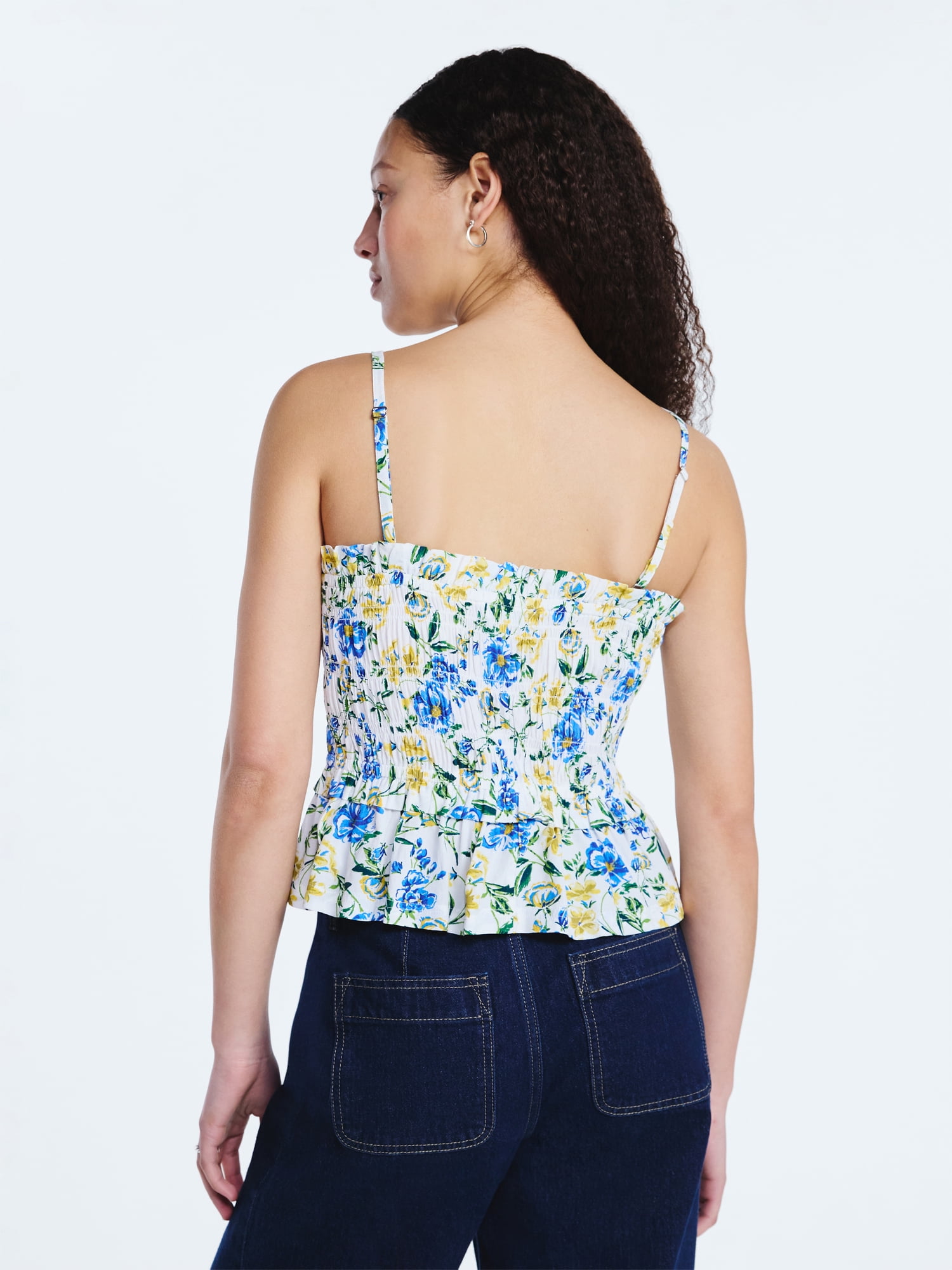Free Assembly Women's Smocked Top with Peplum Hem, Sizes XS-XXL