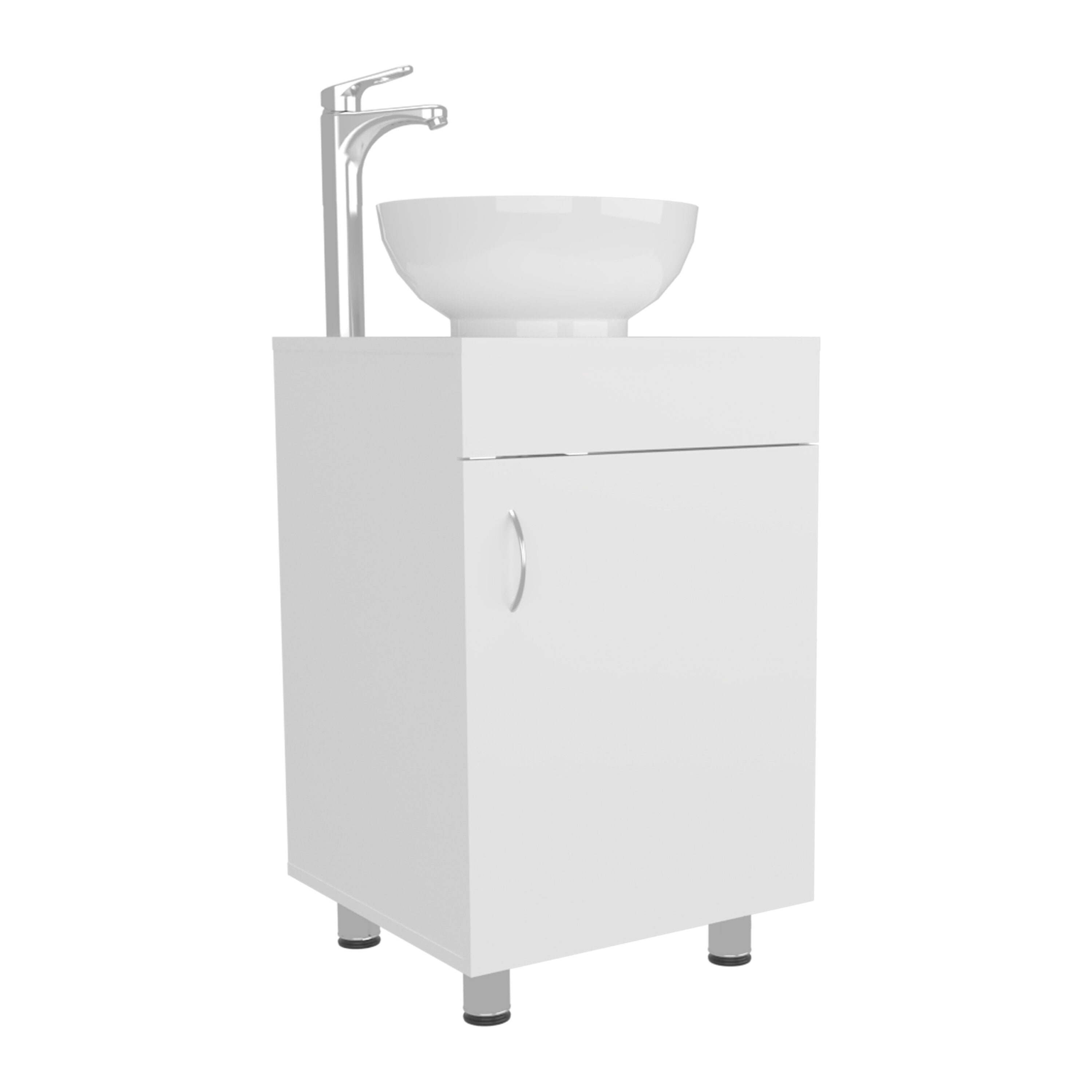 Vanity With Sink, Bathroom Vanity with Sink, 1 Door, 4 Legs, White Bathroom Vanity,Engineered Wood Single Sink Vanity, Bath & Faucets Bathroom Vanities