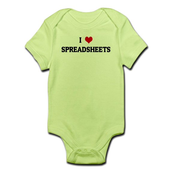 CafePress - I Love SPREADSHEETS Infant Bodysuit - Baby Light Bodysuit