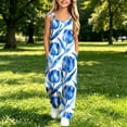 thumbnail image 3 of Taqqpue Girls Sleeveless Jumpsuit Spaghetti Strap Wide Leg Romper with Side Pockets Print Casual Summer Fall Outfit Clothes Oversize Long Trousers Pants for Girls Kids Size 5-16 Years, 3 of 8