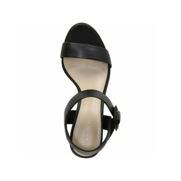 VIA SPIGA Womens Black 1-0.5" Platform Adjustable Strap Cushioned Ira Round Toe Platform Buckle Leather Dress Sandals Shoes 10 M