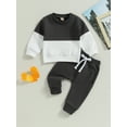 thumbnail image 3 of Musuos Infant Baby Boy 2Pcs Fall Clothes Set 6 12 18 24M 3T Long Sleeve Contrast Color Sweatshirt Tops Pants Winter Outfits, 3 of 10