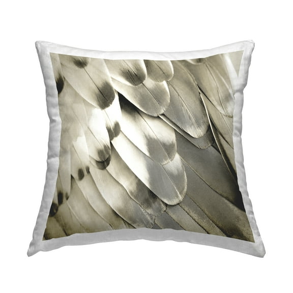 Stupell Industries Sleek Wing Feathers Decorative Printed Throw Pillow Design by Julia Bosco.