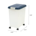 thumbnail image 7 of IRIS Airtight Dog Food Storage Container, Up to 30 Lbs / 33 Qt, Attachable Casters, Navy/Pearl, 7 of 7