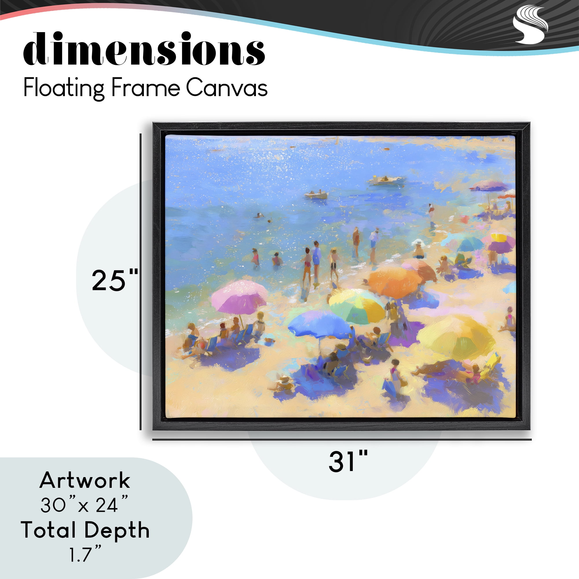 Stupell Industries Colorful Day at Beach Black Framed Floater Canvas Wall Art, design by LSR Design Studio