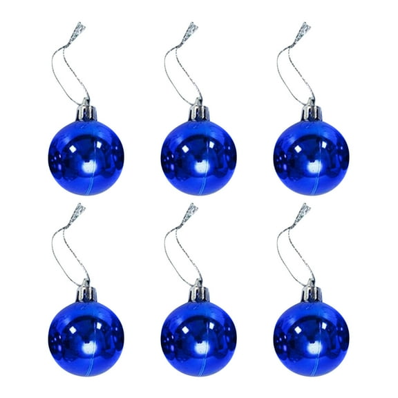 Herrnalise 6 Pcs 3.5 In Christmas Balls with Rope Shiny Looking Glass Silver Solid Commercial Grade Indoor and Outdoor Shatterproof Plastic,UV and Water Resistant Ball Ornament Decorations - Blue