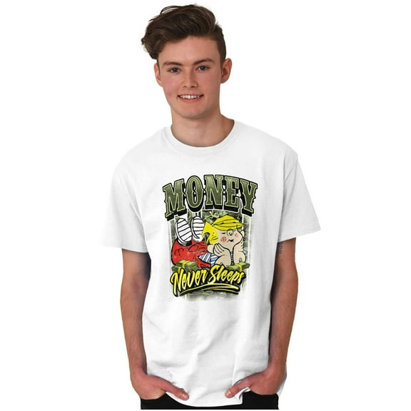 Dennis the Menace Money Never Sleeps Men's Graphic T Shirt Tees Brisco Brands S