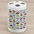 thumbnail image 1 of Sport Ceramic Toothbrush Holder, Sports Balls Pattern Abstract Basketball Football Volleyball Tennis Colorful Elements, Decorative Versatile Countertop for Bathroom, 4.5" X 2.7", Multicolor, 1 of 4