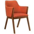 thumbnail image 3 of Renzo Orange Fabric and Walnut Wood Dining Side Chairs - Set of 2, 3 of 8