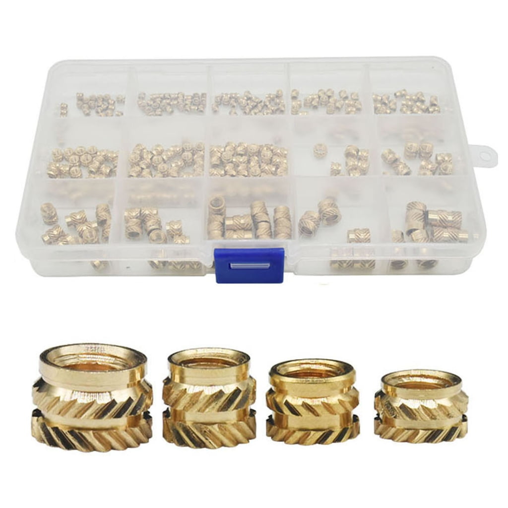 Geemin 300pcs M2/2.5/3/4/5/6 Copper Insert Nuts 300pcs Female Thread Brass Knurled