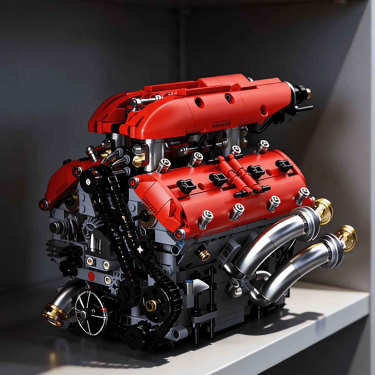 Engine Building Block Sets-V8 Engine Model Kit that Runs for Adults & Teens 14+ STEM Car Engine with Motors for Desk Display & Gifts