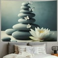 thumbnail image 2 of Nawypu Hanging Tapestry for Bedroom Living Room Dorm Zen Water Lily, White Flower and Butterfly Stone in Water Painting, 2 of 6