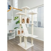 Armarkat 77-in Real Wood Cat Tree & Condo Scratching Post Tower, White