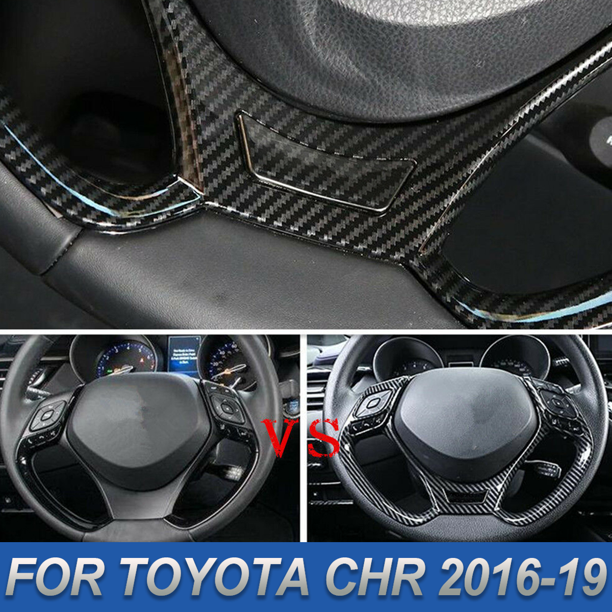 Black Carbon Fiber Steering wheel trim frame Cover Protective Steering