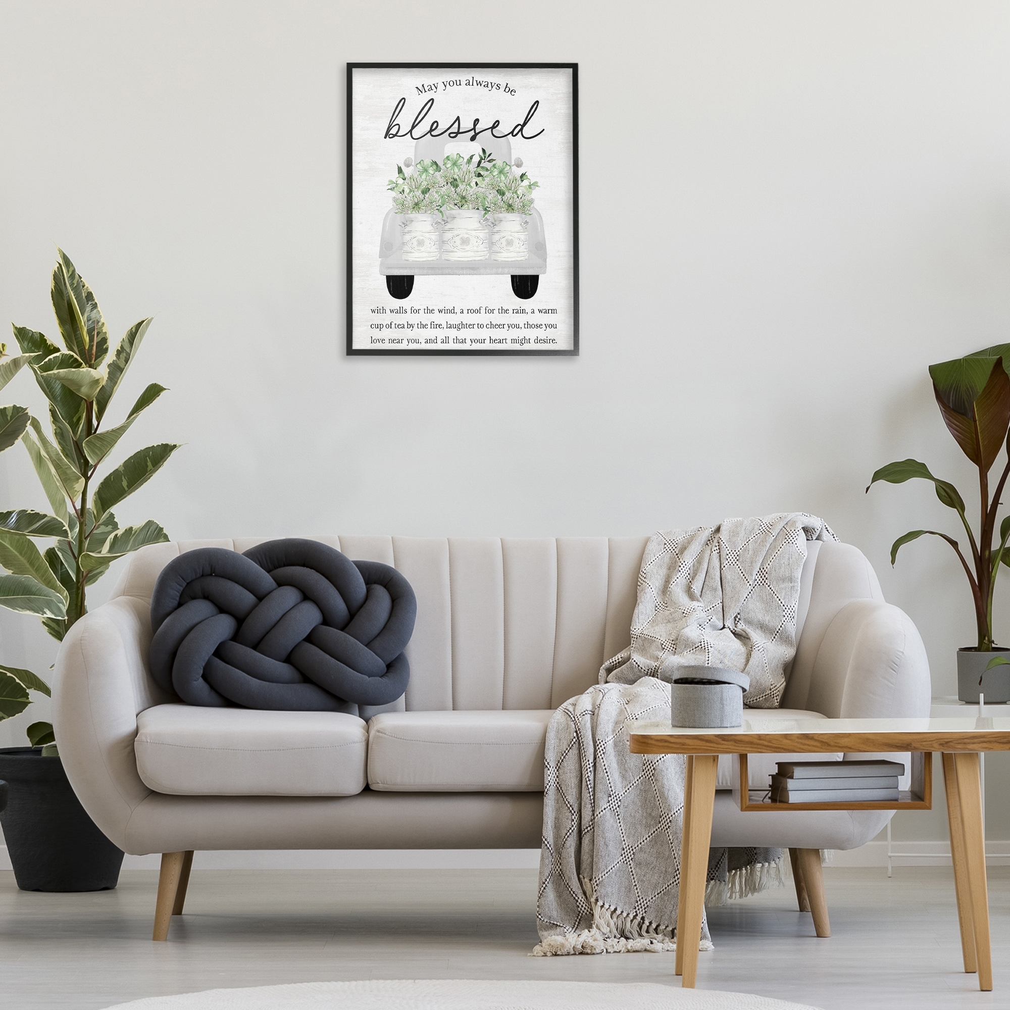 Stupell Industries Inspiring Blessed Phrase Botanical & Floral Painting Black Framed Art Print Wall Art, 24 x 30