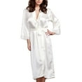 thumbnail image 2 of Dengjunhu Silk Robes for Women Long Bridesmaid Wedding Party Satin Robes Sleepwear with Waist Belt, 2 of 4