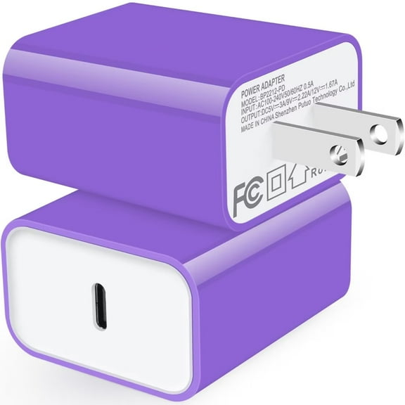 USB C Block,USB C Wall Charger Block,2PACK AILKIN PD 20W Type C Block Charger Fast Charging Charger Plug Power Adapter USB C Brick Cube For Android Fast Charger Block,Purple