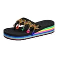 thumbnail image 1 of DAFEI Thick Soled Wedge Color Block Slip Outdoor Flip Flop Women's Rhinestone Thong Sandals, 1 of 8