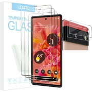 [3+2 Pack] 3 Pack Screen Protector for Google Pixel 6 Clear Tempered Glass Screen Protector +2Pack Camera Lens