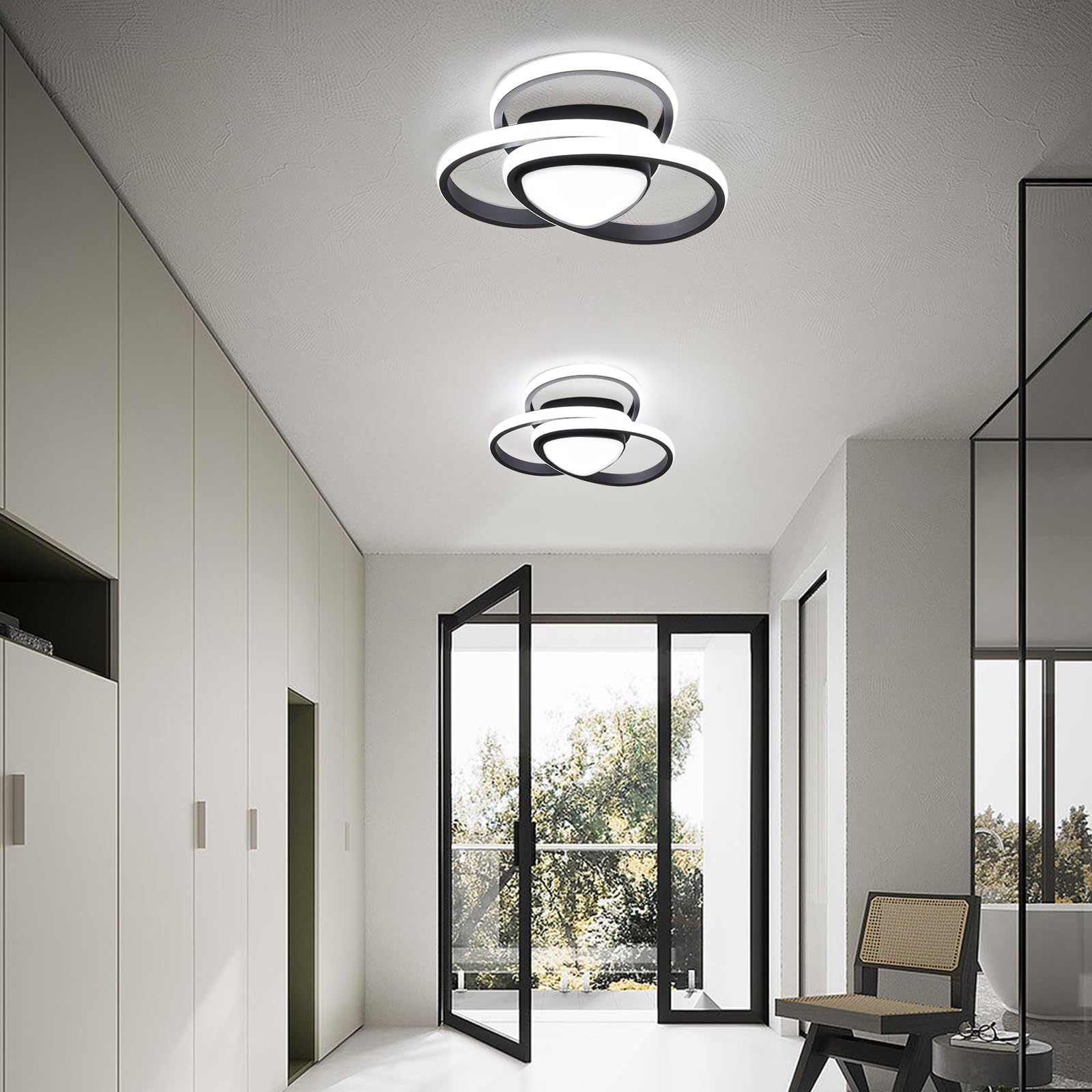 ADISUN LED Ceiling Lights 3 Round Modern Ceiling Lighting Fixture, Flush Mount Lamp for Aisle Bedroom Stairs Hallway Porch Kitchen Living Room - 36W Cool White Light 6000K