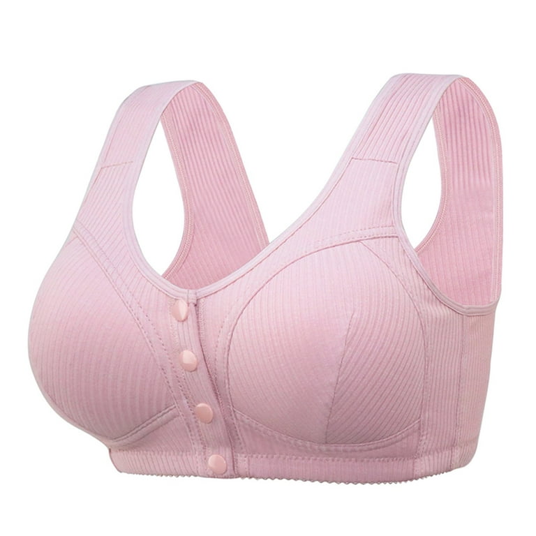 Eashery Long Sports Bras for Women Women's 19 Hour Front Close Wirefree  Back Support Posture Full Coverage Bra Pink 44 