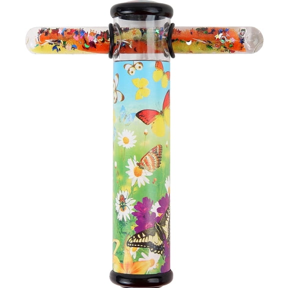 Playlearn USA 6” Kaleidoscope Glitter Wand Kids Sensory Toys Kaleidoscopes Butterfly