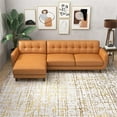 thumbnail image 3 of Ashcroft Davis Modern Top Leather Corner Sectional Couch in Tan, 3 of 7