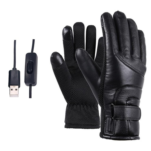 Eigraketly Guantes térmicos eléctricos USB de invierno Guantes térmicos impermeables y resistentes al viento Temperatura ajustable Guantes térmicos para Ciclismo Rotación Eigraketly OD016640-01