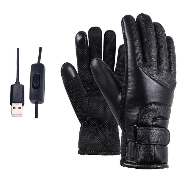 Soidarity Guantes térmicos eléctricos USB de invierno Guantes térmicos impermeables y resistentes al viento Temperatura ajustable Guantes térmicos para Ciclismo Rotación Soidarity OD016640-01