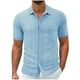 thumbnail image 2 of pstuiky camisetas para hombre, Estilo Hombre Color Sólido Casual Ventilado Botones Sueltos Solapa Bolsillos Manga Corta ropa de hombre xl, 2 of 7