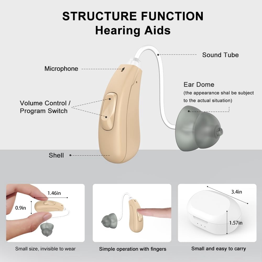 True Hearing Aids Not Amplifier 11 Channals Professional Rechargeable Waterproof Hearing Aids for Seniors Serve with Noise Cancelling Hearing Aid with Magnetic Charging Box