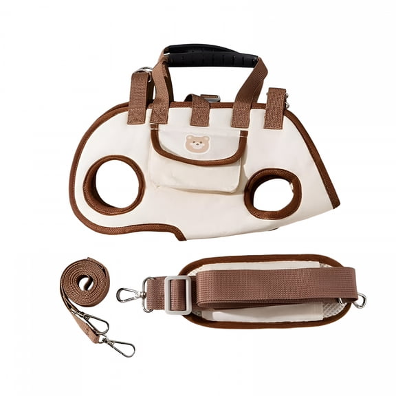 GASTROPOD Dog Full Body Lift Harness for Small Dogs,Outdoor Pet Bag Hands Free Shoulder Carrier Strap on Harness,Adjustable Breathable Vest Straps with Small Puppy Treat Bag,Beige