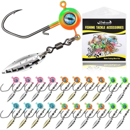 Underspin Jig Heads 1/8oz Crappie Jigs with Willow Blade for Bluegill Walleye Ice Fishing 20PCS